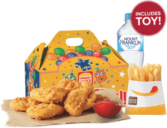 6 Nuggets Kid's Pack - Hungry Jacks Happy Meal, HD Png Download PNG image with a transparent background, free high-resolution download