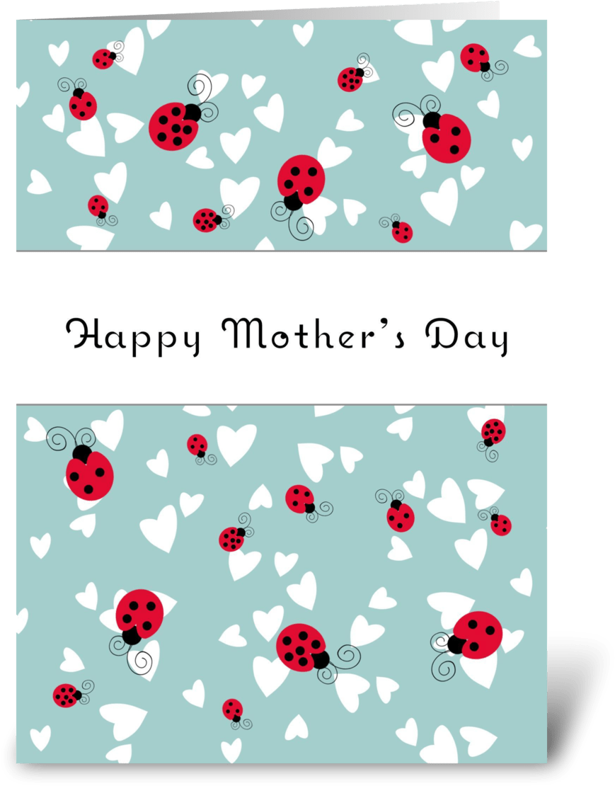 Happy Mothers Day Ladybug Heart Card