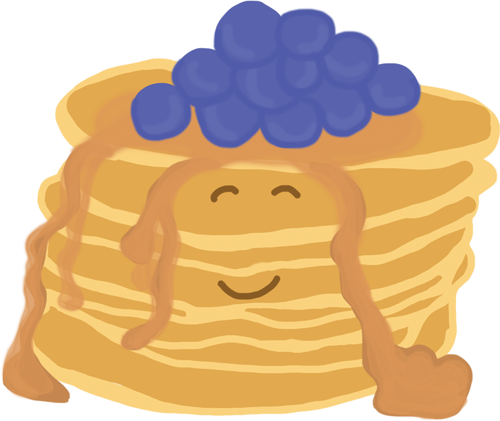 Happy Pancake With Blueberriesand Syrup