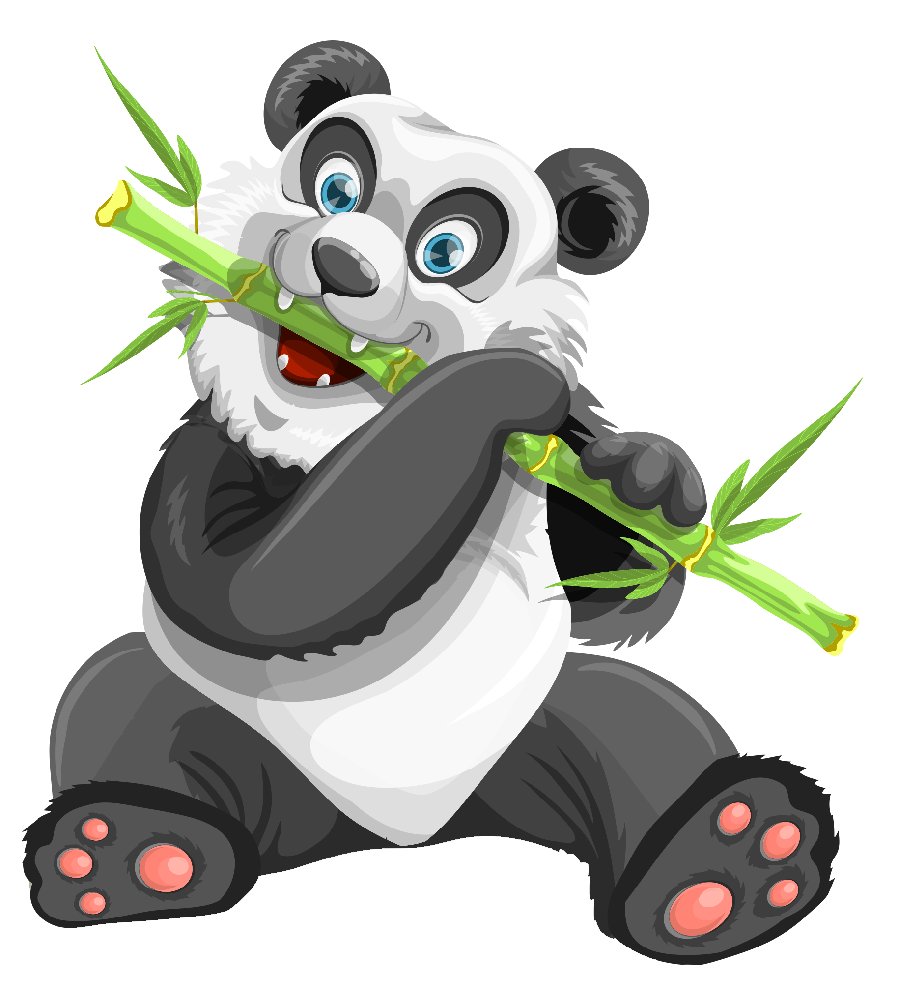 Happy Panda Eating Bamboo