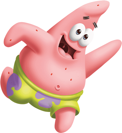 Happy Patrick Star Jumping PNG with transparent background