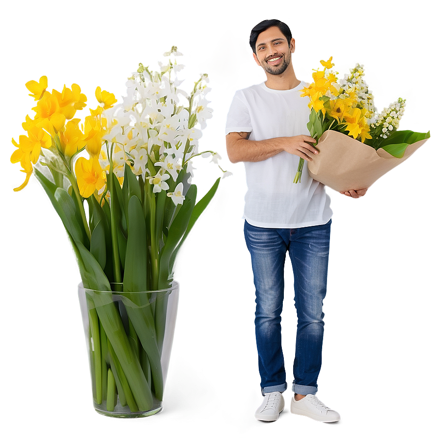 Happy Person With Flowers Png Nmp45