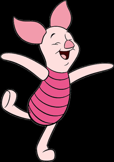 Happy Piglet Cartoon Character PNG with transparent background
