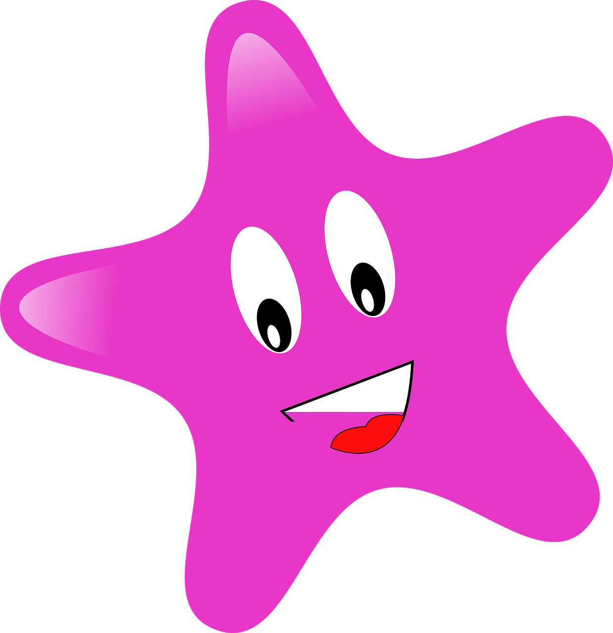 Happy Pink Star Cartoon Character