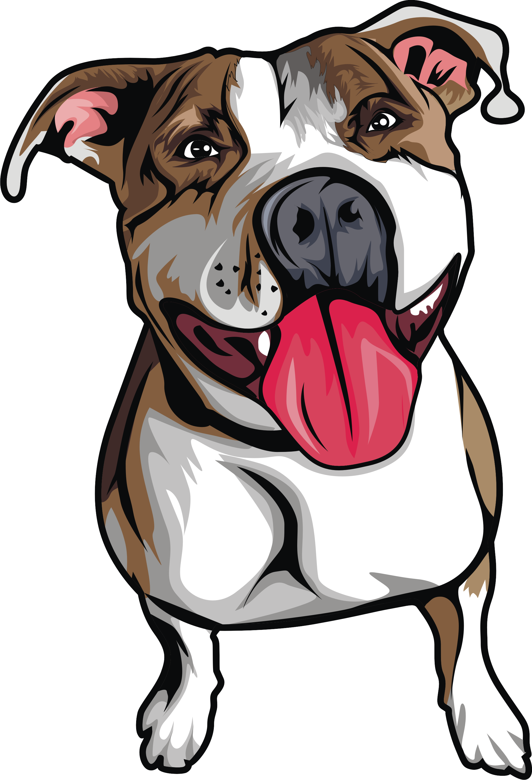 Happy Pitbull Cartoon Illustration