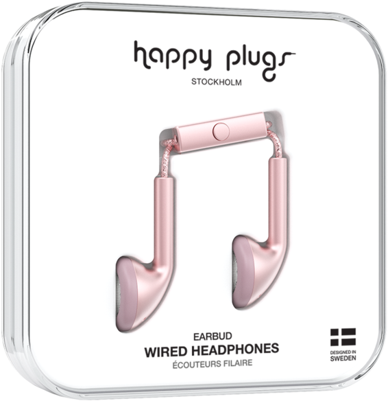 Earbud Pink Gold - Happy Plugs Earbud Plus Pink Gold, HD Png Download PNG with transparent background