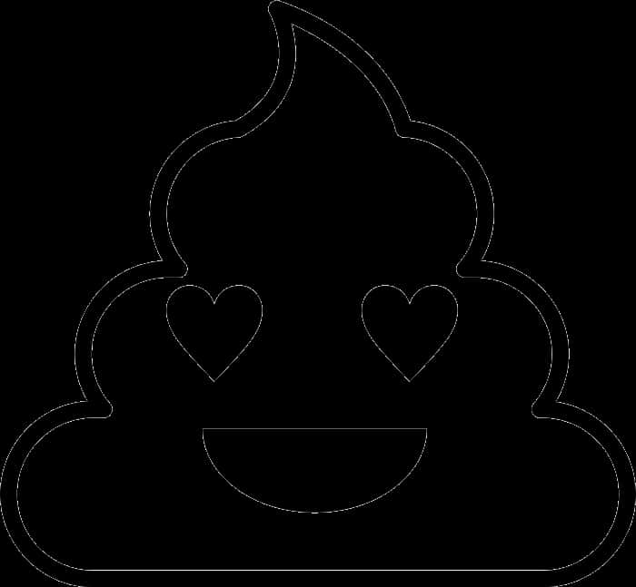 Smiling With Heart Eyes Poop Emoji Rubber Stamp - Poop Emoji Clipart Black And White PNG image with a transparent background, free high-resolution download