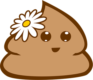 Happy Poop Emoji With Flower PNG with transparent background