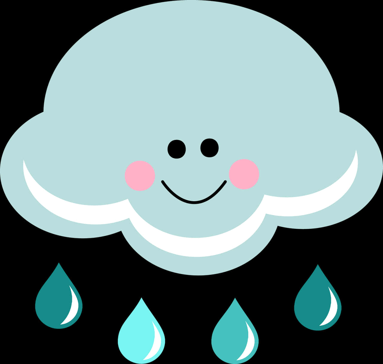 Happy Rain Cloud Cartoon PNG with transparent background
