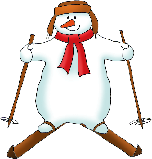 Happy Snowman Skiing Clipart