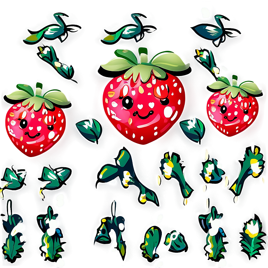 Happy Strawberry Cute Png 12