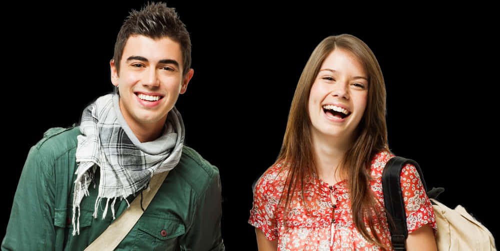 Happy Teenagers Laughing Together PNG with transparent background