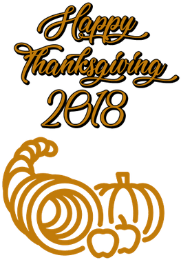 Happy Thanksgiving2018 Cursive Textand Pumpkin Design