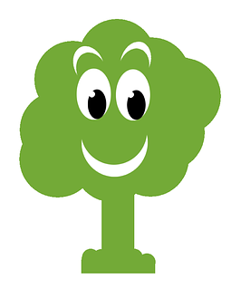 Happy Tree Cartoon Graphic PNG with transparent background
