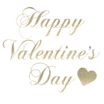 Happy Valentines Day Glitter Text PNG with transparent background