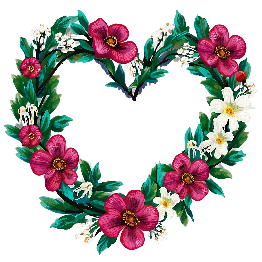 Happy Valentines Floral Heart Wreath PNG 06262024 PNG with transparent background