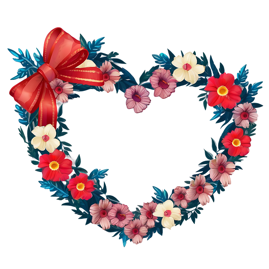 Happy Valentines Floral Heart Wreath Png Awa38