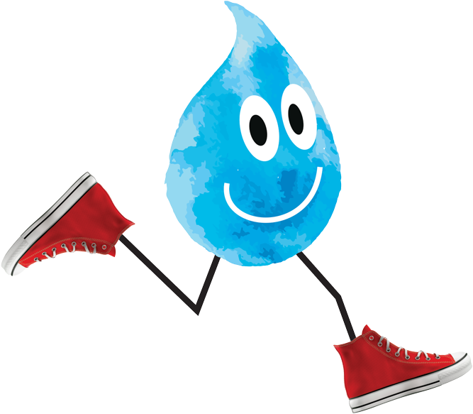 Happy Water Drop Character Walking