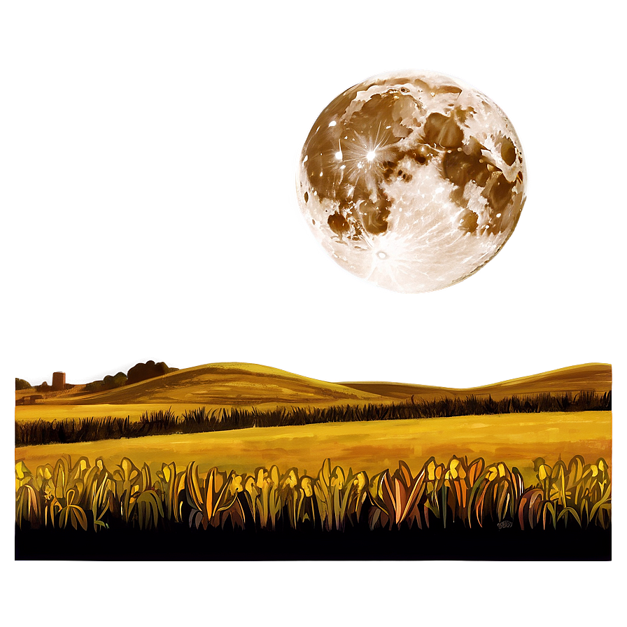 Harvest Moon Over Fields Landscape Png 31