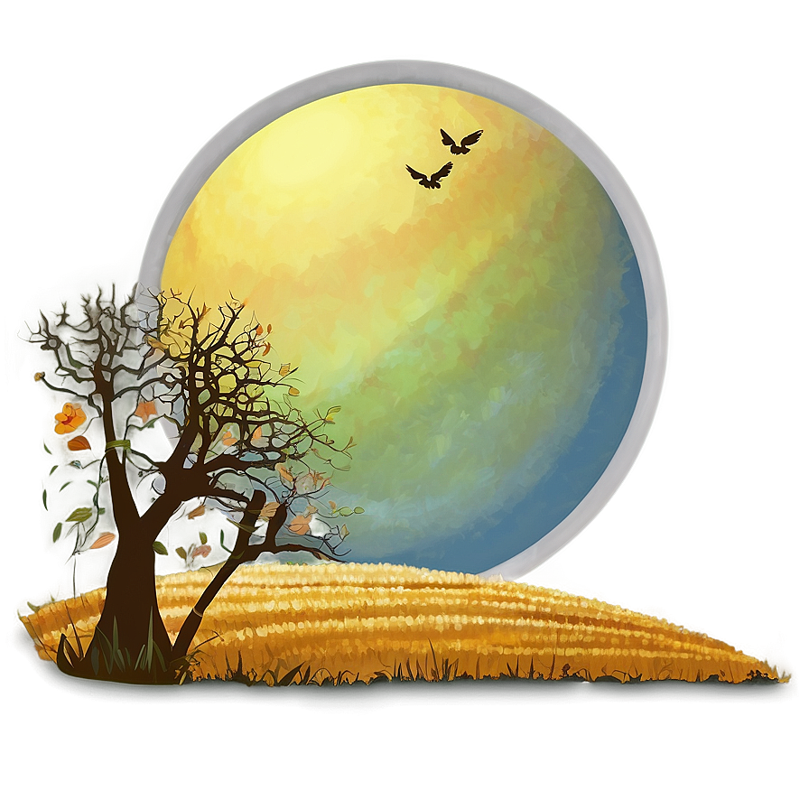 Harvest Moon Over Fields Landscape Png 95