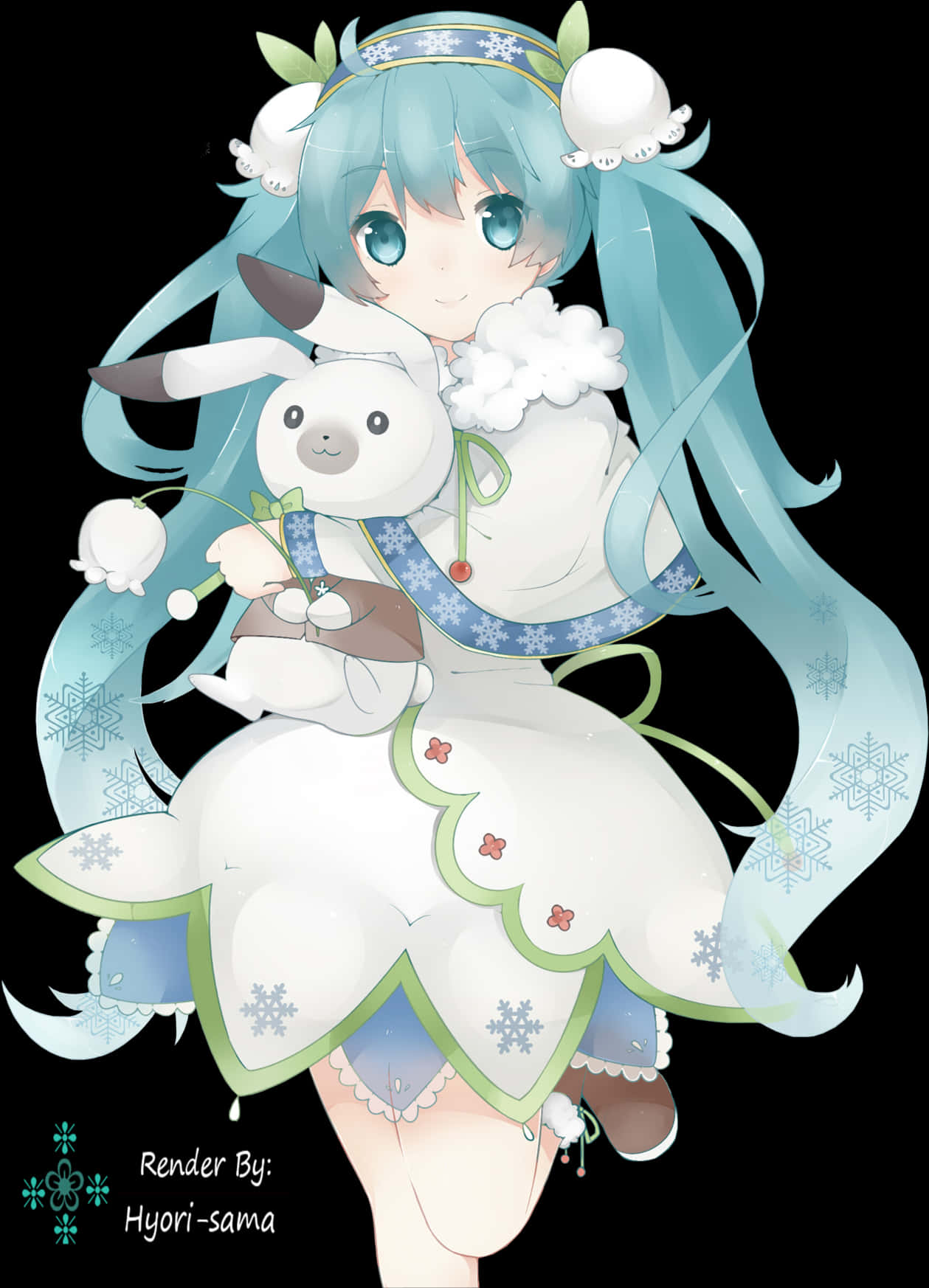 Hatsune_ Miku_ Winter_ Theme_with_ Plushie