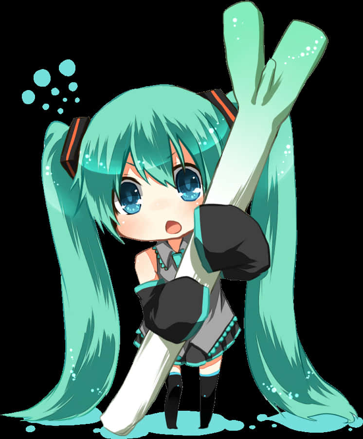 Hatsune Miku With Leek, HD Png Download PNG with transparent background