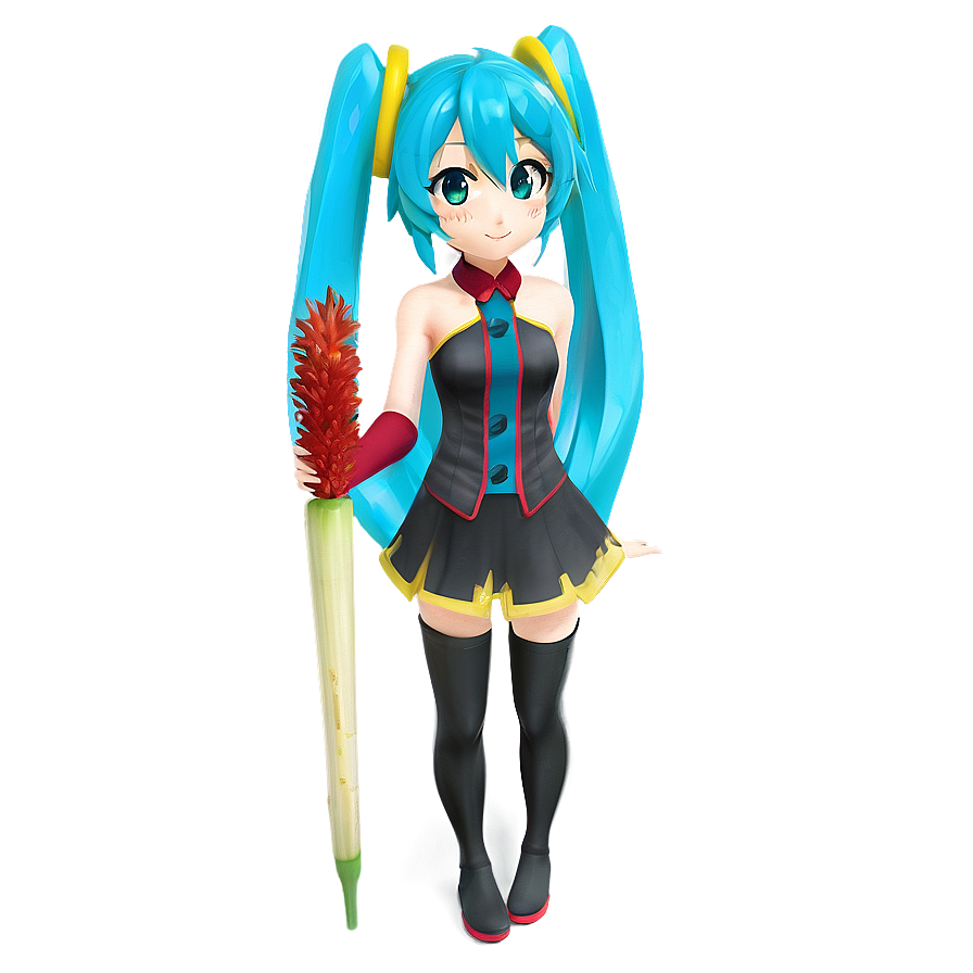 Hatsune Miku with Leek PNG vpj PNG with transparent background