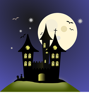 Haunted Castle Moonlit Night PNG with transparent background