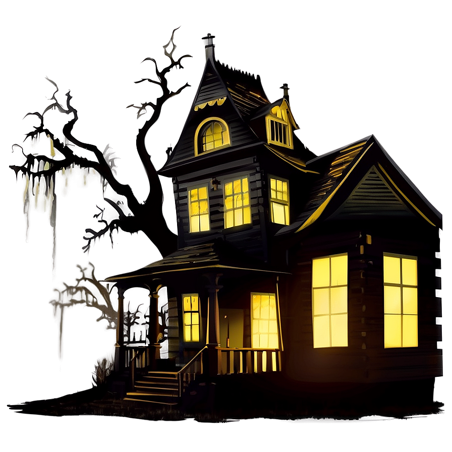 Haunted House Silhouette Photo Png 05212024