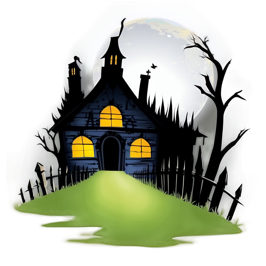 Haunted House Silhouette PNG 05062024 PNG with transparent background