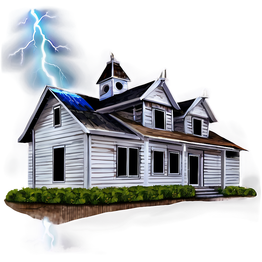 Haunted House With Lightning Png Rvt77