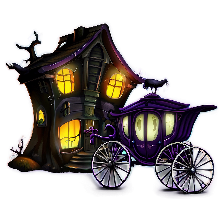 Haunted House With Phantom Carriage Png Pyp