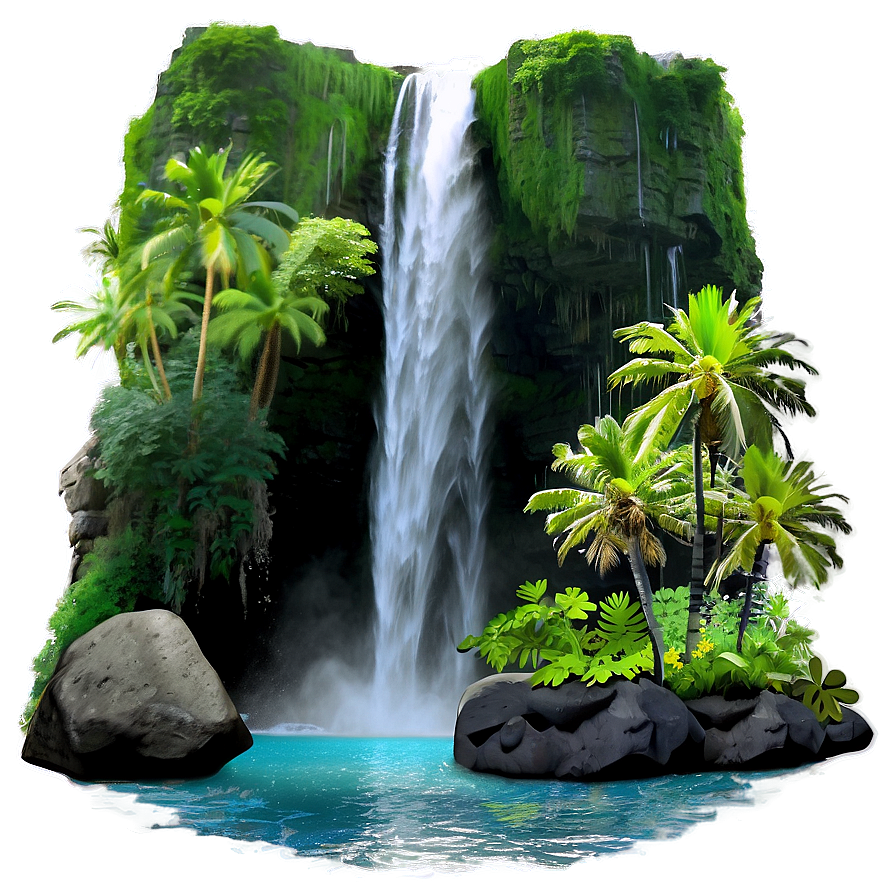 Hawaiian Islands Majestic Waterfalls Png 06212024