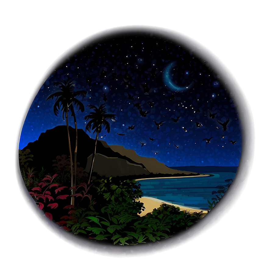 Hawaiian Islands Starry Night Sky Png Mns52