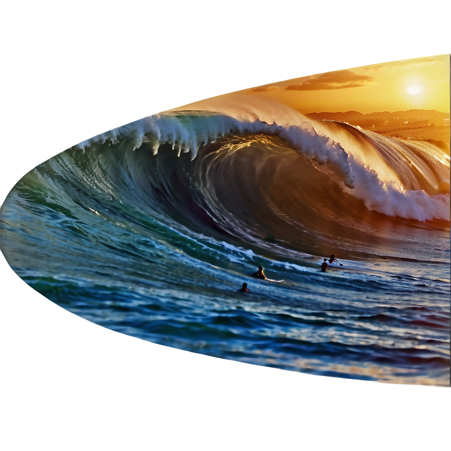 Hawaiian Islands Sunset Surfing Session Png Thq