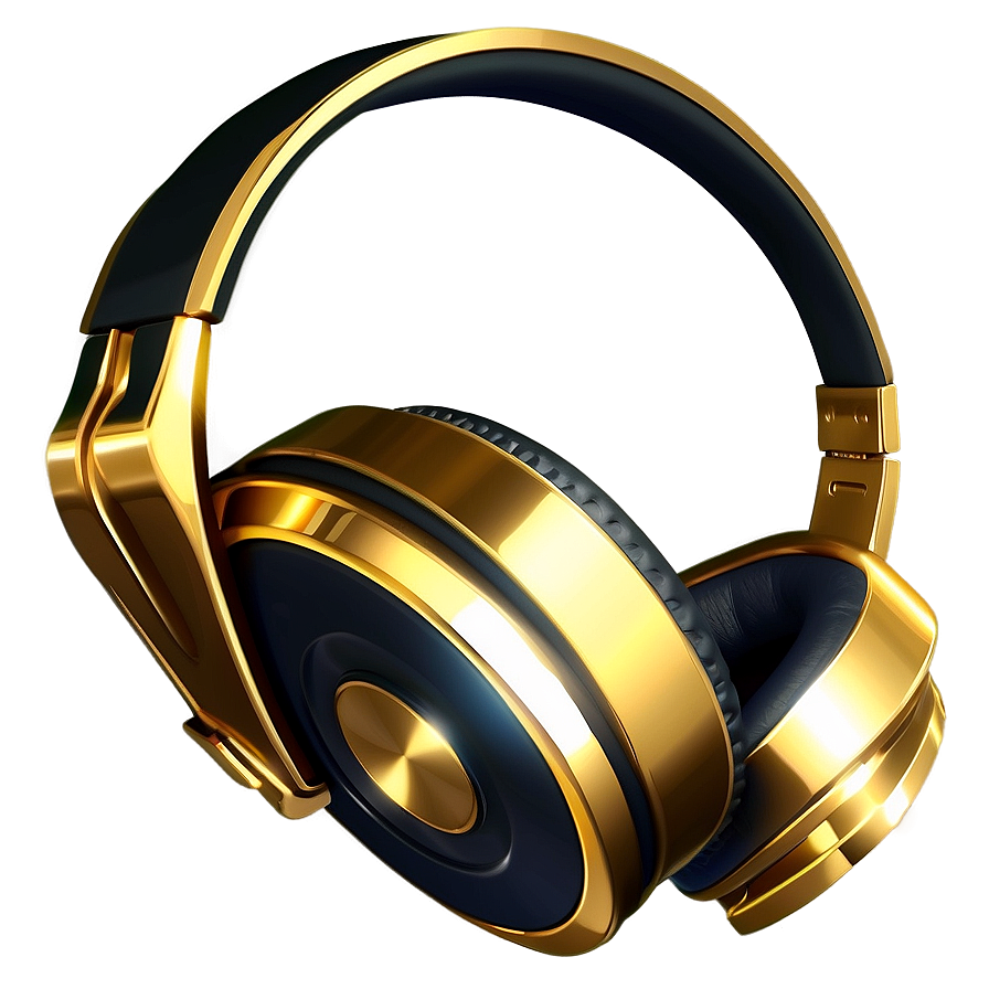 Headphones Gold Plated Png 05042024