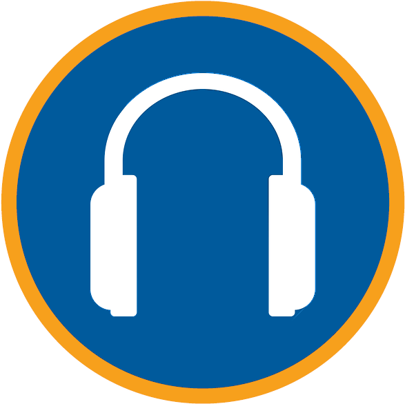 Headphones Icon Blue Circle Background