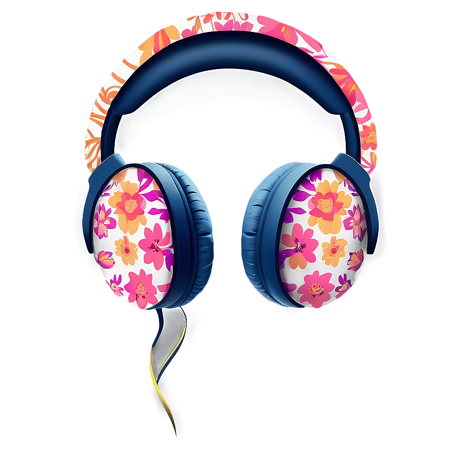 Headphones With Floral Design Png 05042024