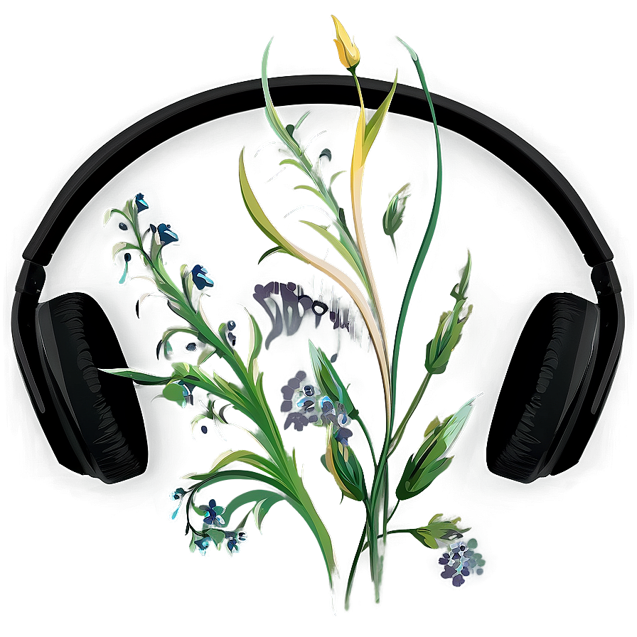 Headphones With Floral Design Png Mpl13