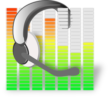 Headphonesand Sound Waves PNG with transparent background