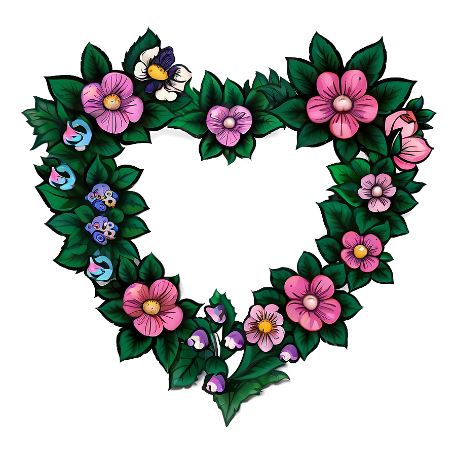 Heart and Flowers Illustration PNG 39 PNG image with a transparent background, free high-resolution download