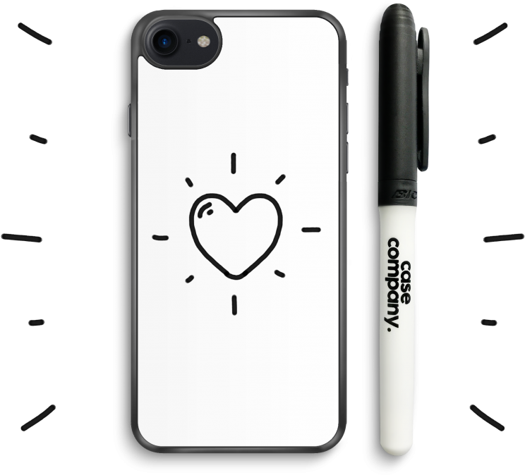 Heart Doodle Phone Caseand Marker PNG image with a transparent background, free high-resolution download
