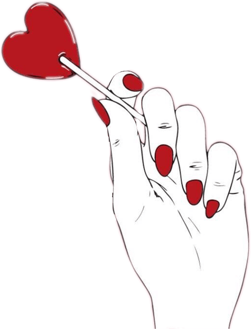 Heart Lollipop Hand Illustration