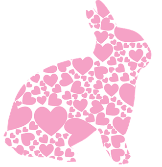 Heart Patterned Bunny Silhouette PNG with transparent background