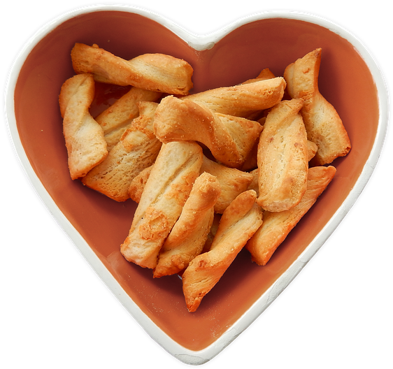 Heart Shaped Bowl Fullof Pretzels