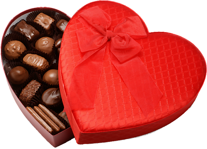 Heart Shaped Chocolate Box Valentines PNG with transparent background