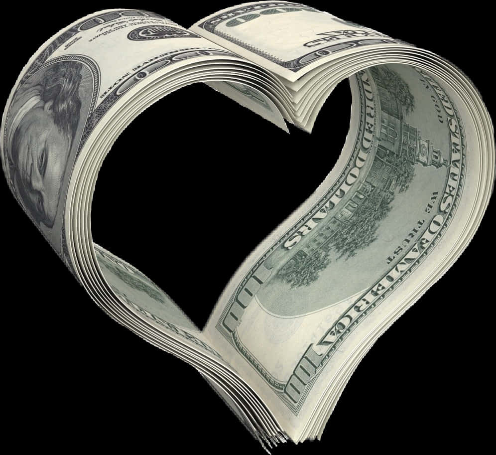 Heart Shaped Currency Love PNG with transparent background