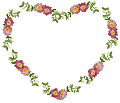 Heart Shaped Floral Frame PNG with transparent background