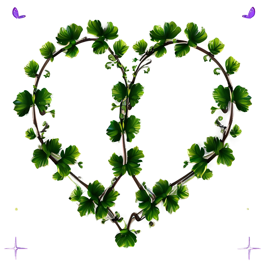 Heart Shaped Vine Leaves PNG with transparent background