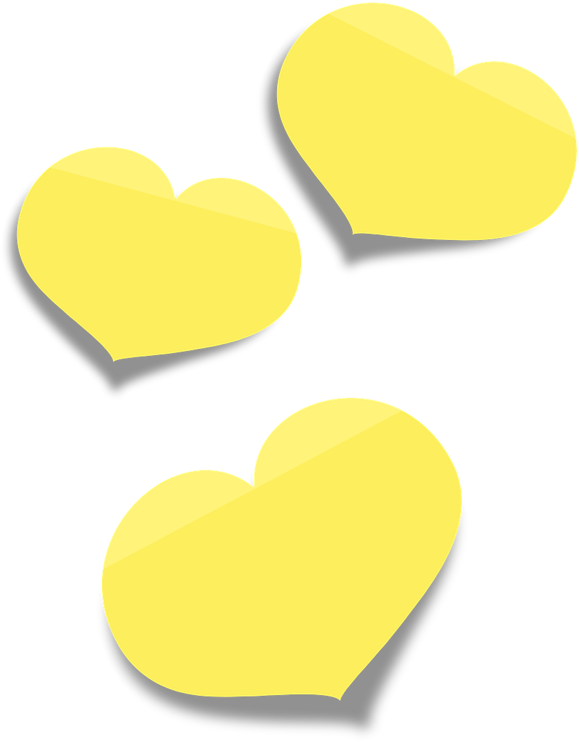 Heart Shaped Yellow Sticky Notes PNG with transparent background